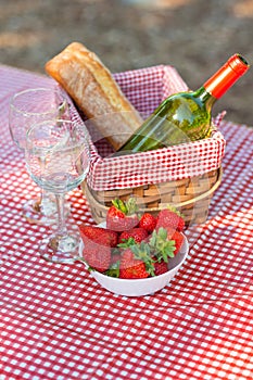 Picnic on the nature. Romantic dinner on the nature. Holidays on holidays or weekends. vertical photo