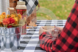 Picnic at the park in autumn