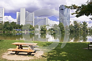 Picnic Park and Modern Buildings Vienna