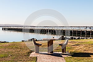 Picnic Table and Chairs with Pier in Chula Vista, California photo
