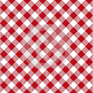 Picnic table cloth seamless pattern. Red picnic plaid texture photo