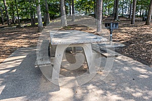 Picnic table and a grill in a park