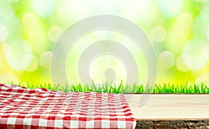 Picnic table in nature photo