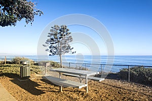 Picnic table overlooking ocean