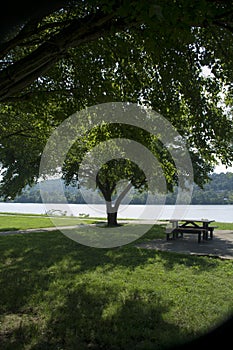 Picnic table overlooking the Ohio River