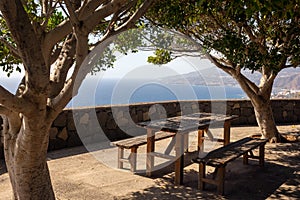 Picnic table in a quiet viewpoint along the coast