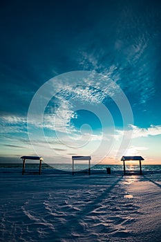 Picnic Table at the Sea During the Winter