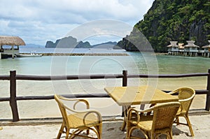 Picnic Table by the Shore, Palawan, Philippines