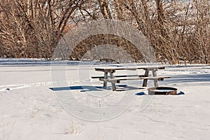 Picnic Table and Steel Fire Ring