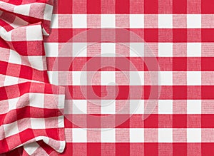 Picnic tablecloth checkered red background