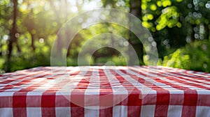 The picnic tablecloth outdoors.AI generated image