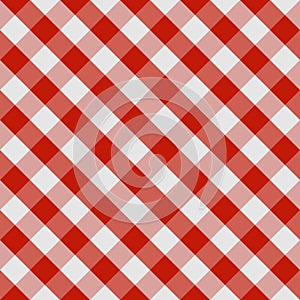 Picnic tablecloth seamless checkered pattern in red and white tones. Vector image photo