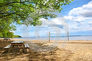 Picnic tables at the beach