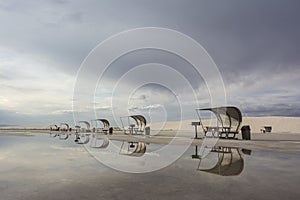 Picnic tables at White Sands National Monument