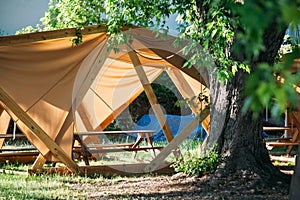 picnic zone close nature enjoying rest wooden