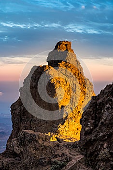 Pico de las Nieves in golden Sunlight, Gran Canaria