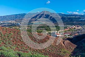 Pico de Teide viewed behind montana Chayofita at Tenerife, Canary islands, Spain photo