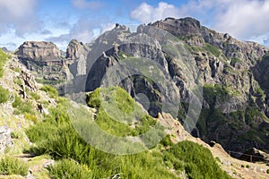 Pico do Arieiro hiking trail, amazing magic landscape with incredible views