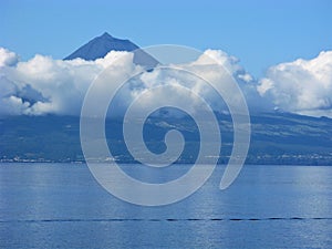 Pico island with a layer of cloud, The Azores