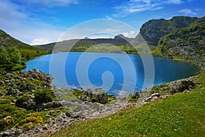 Picos de Europa Enol lake in Asturias Spain photo