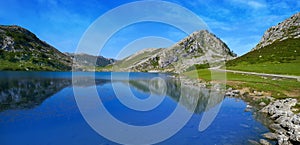 Picos de Europa Enol lake in Asturias Spain