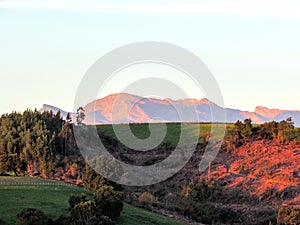 Picos de Europa mountain range at sunrise photo