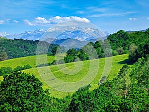 Picos de Europa National Park seen from Parres municipality, Asturias Spain photo