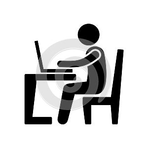 Pictogram Businessman Working on Computer. Vector