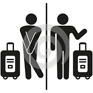 Pictogram icon traveler\'s diarrhea, tummy ache, bathroom