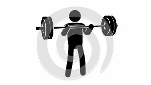 Pictogram man lifting barbell for biceps