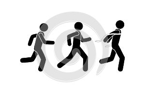 Pictogram running people, sporting events stick figure winner icon