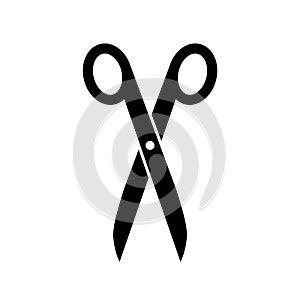Pictogram scissors. Scissor icon. Silhouette black scissors isolated on white background. Symbol barber. Simple open scissor for d