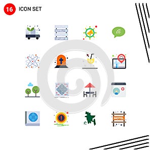 Pictogram Set of 16 Simple Flat Colors of study, chemistry, seo, chemical, chating