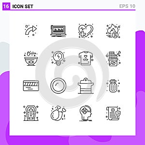Pictogram Set of 16 Simple Outlines of discount, hot sale, monitoring, heart, health care
