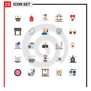 Pictogram Set of 25 Simple Flat Colors of air, rowing, heart, physic, crew