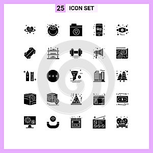 Pictogram Set of 25 Simple Solid Glyphs of anaphylaxis, allergies, favorite, online, seo