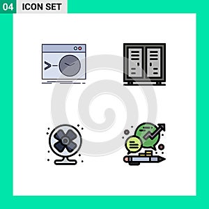 Pictogram Set of 4 Simple Filledline Flat Colors of admin, game, software, athlete, conditioner