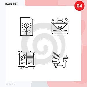 Pictogram Set of 4 Simple Filledline Flat Colors of bank, art, finance, case, illustration