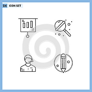 Pictogram Set of 4 Simple Filledline Flat Colors of business, football, sale, sugar, linesman