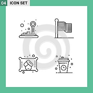 Pictogram Set of 4 Simple Filledline Flat Colors of control, towel, joystick, thanksgiving, break