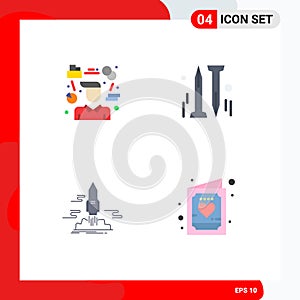 Pictogram Set of 4 Simple Flat Icons of manager, publish, consultant, diy, shuttle