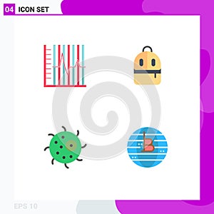 Pictogram Set of 4 Simple Flat Icons of progress, animal, patient, backbag, cell