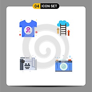 Pictogram Set of 4 Simple Flat Icons of world, server, health, download, party