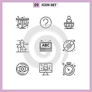 Pictogram Set of 9 Simple Outlines of limits, breaking, mark, break, modern