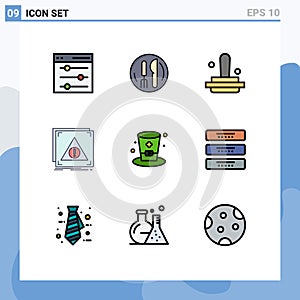 Pictogram Set of 9 Simple Filledline Flat Colors of glasss, server, business, denied, error