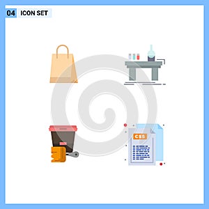 Pictogram Set of 4 Simple Flat Icons of bag, paint, buy, lab, color