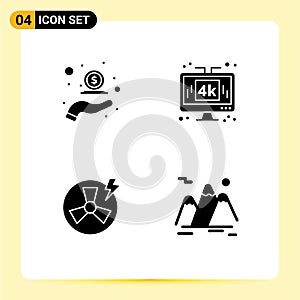 Pictogram Set of Simple Solid Glyphs of cash, lcd, in, display, power