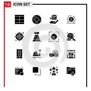 Pictogram Set of 16 Simple Solid Glyphs of digital, visiter, food, returning, shop photo