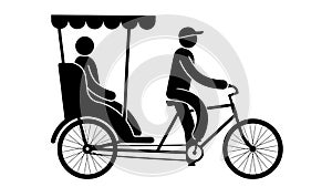 The pictogram of trishaw carries a passenger