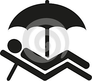 Pictogram vacation - Man on lounger under parasol